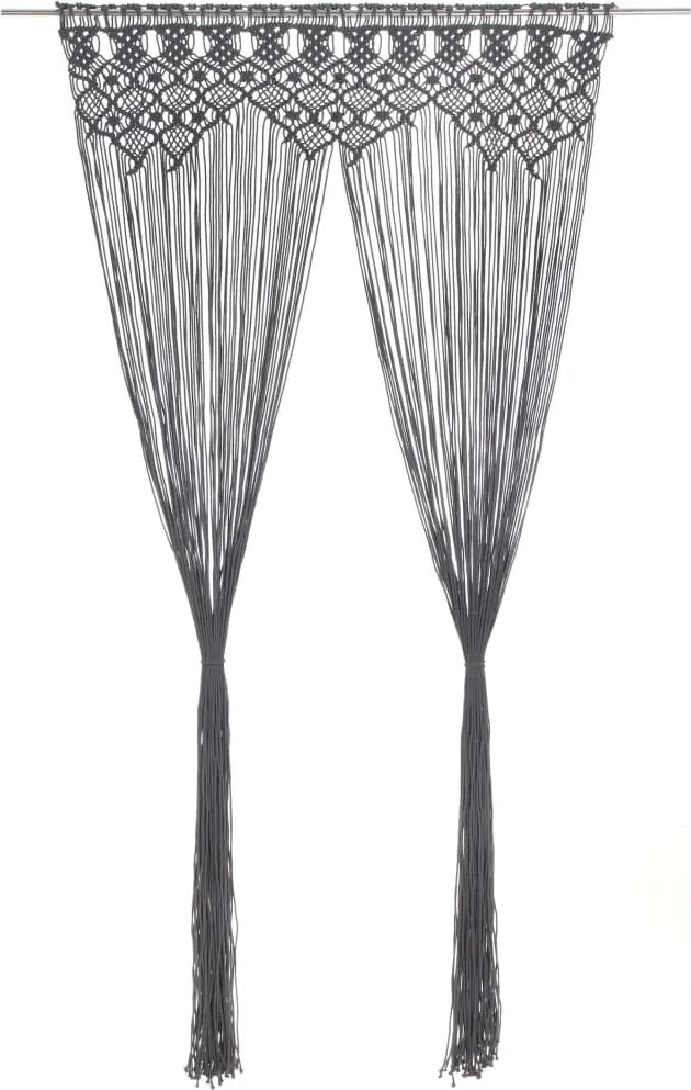 vidaXL antracitszürke makramé pamutfüggöny 140 x 240 cm