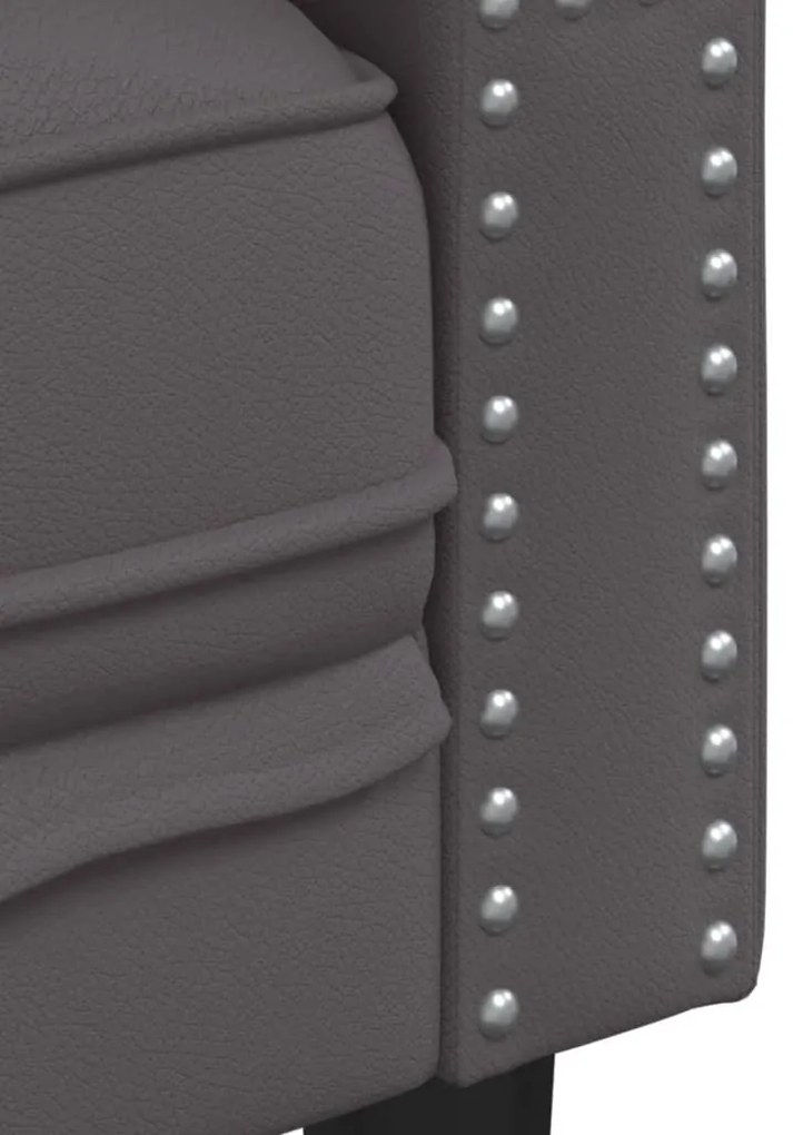 szürke műbőr Chesterfield kanapéfotel