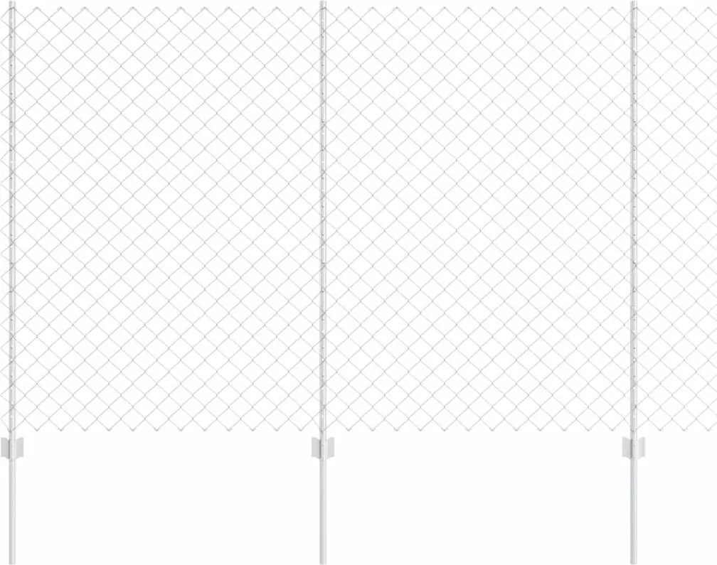 vidaXL Kerítés oszlopokkal Ezüst 1,6 x 10 m Acél