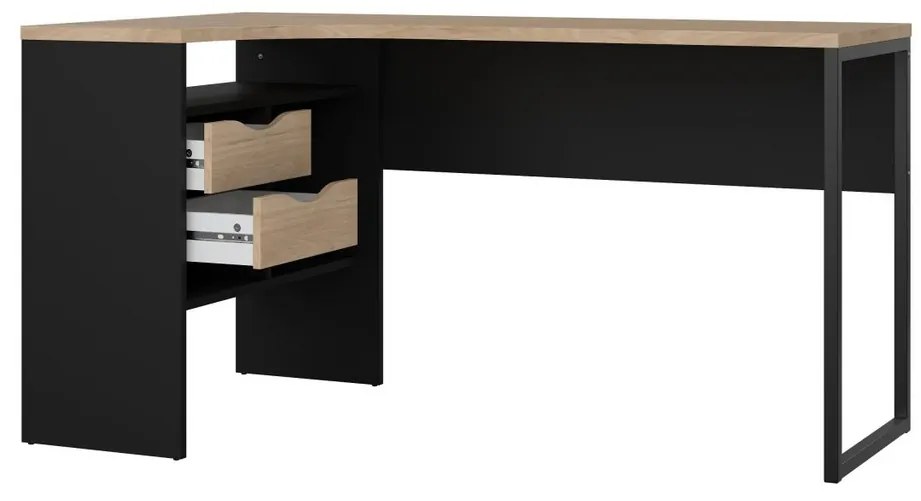 Felix Corner íróasztal, fekete matt / jackson hikorifa