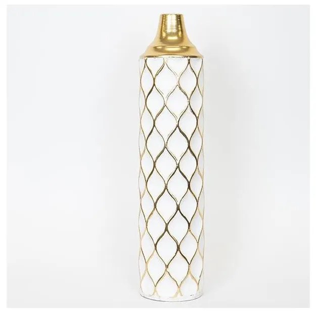 Eurolamp Fém váza 60,5x14 cm fehér/arany EU0529