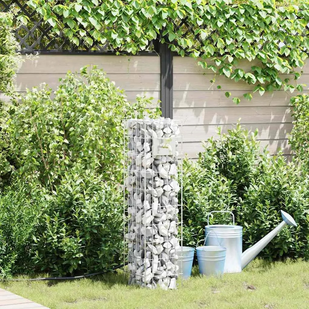 Gabion Oszlop Ezüst 25 x 25 x 100 cm Rozsdamentes acél