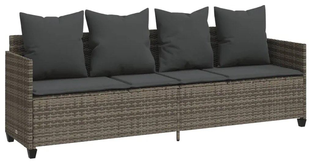 Szürke polyrattan napozóágy párnával