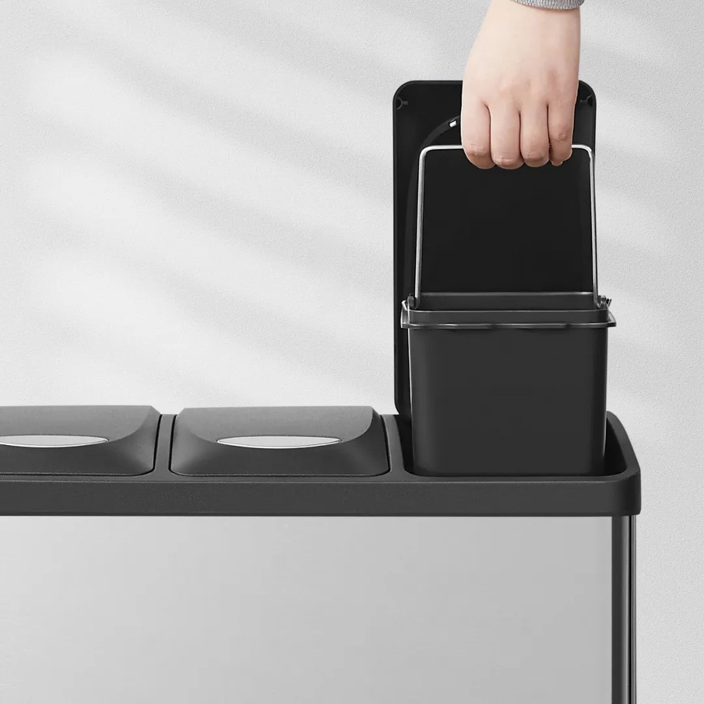 SORT szelektív hulladékgyűjtő, 24l (3x8l), ezüst Jurhan