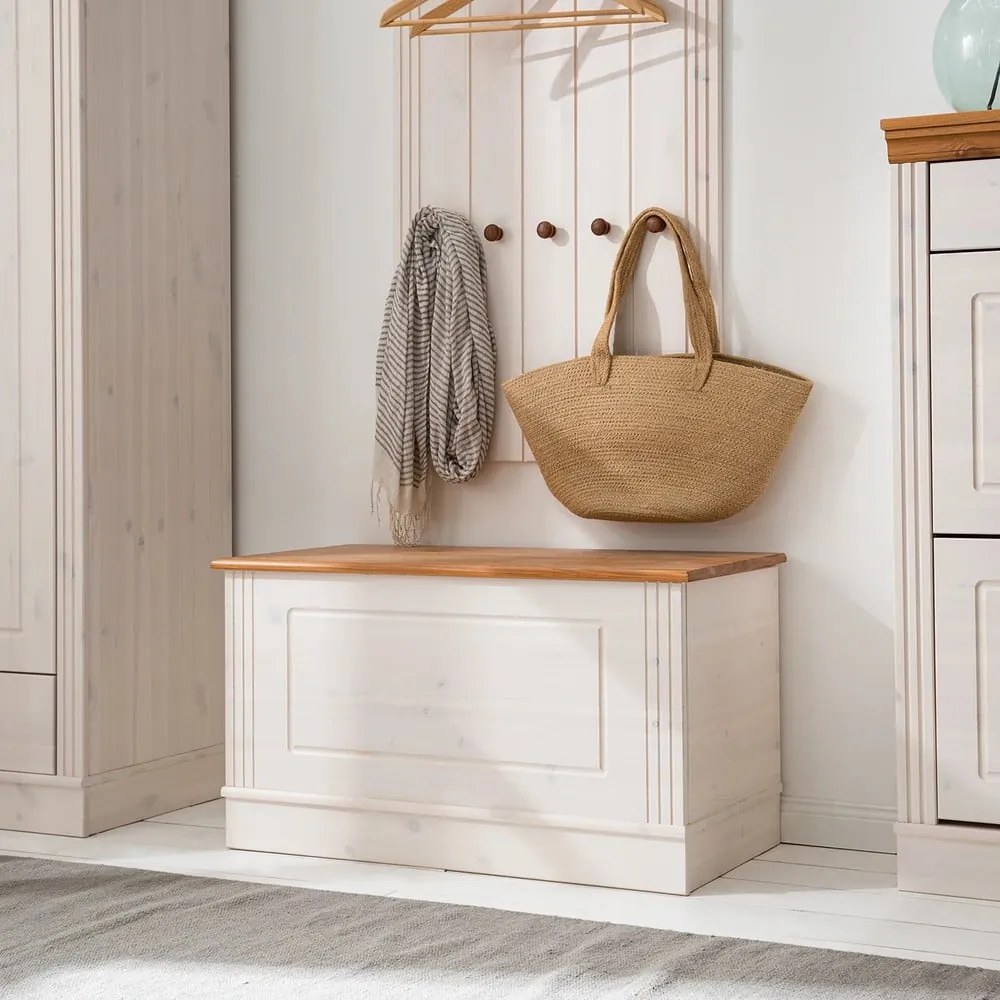 Fehér borovi fenyő tárolóláda 80x45 cm Anita – Støraa