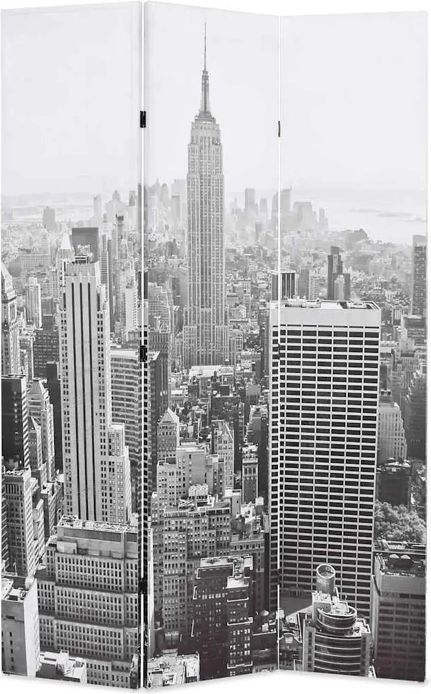 vidaXL fekete-fehér New York mintás paraván 120 x 170 cm
