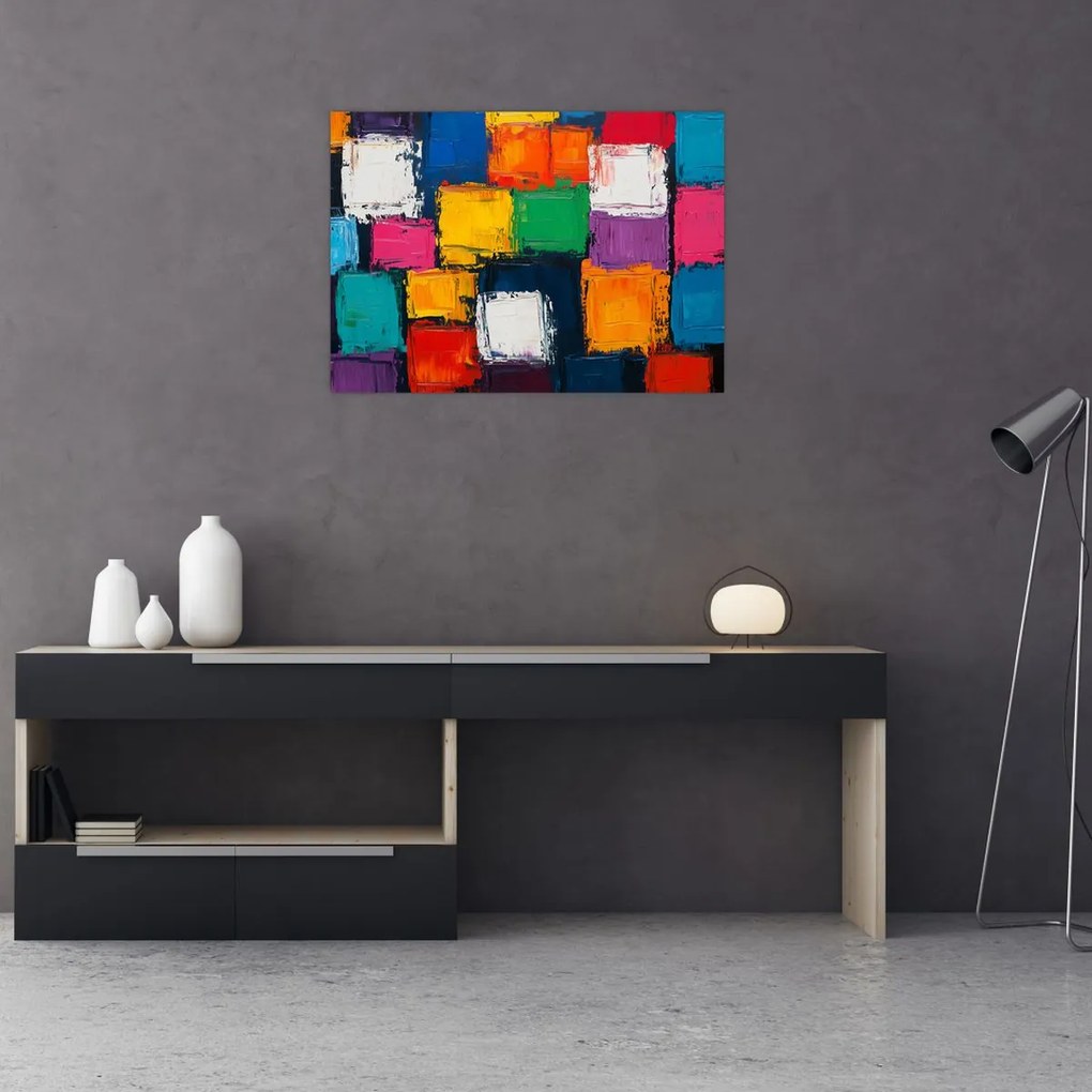Kép - Színes négyzetek festménye (70x50 cm)