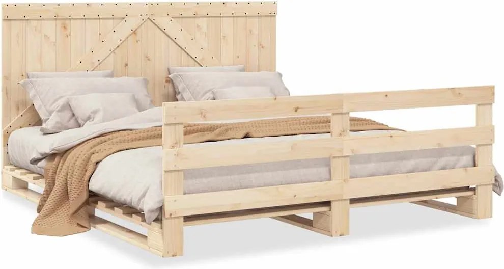 vidaXL tömör fenyőfa ágykeret fejtámlával 200 x 200 cm