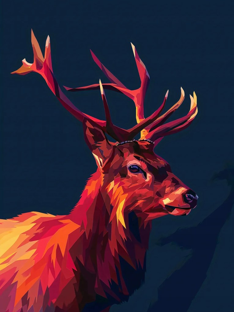 Poszter 15x20cm Szarvas a geometriában