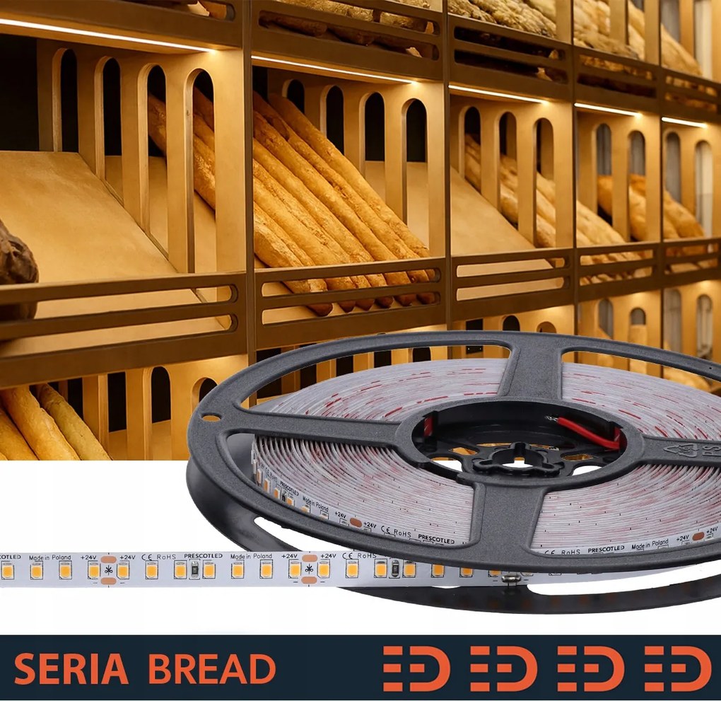 Led szalag Bread 24V 160LED|Meleg szín 1650lm/m|CRI90|1mb|5 év garancia