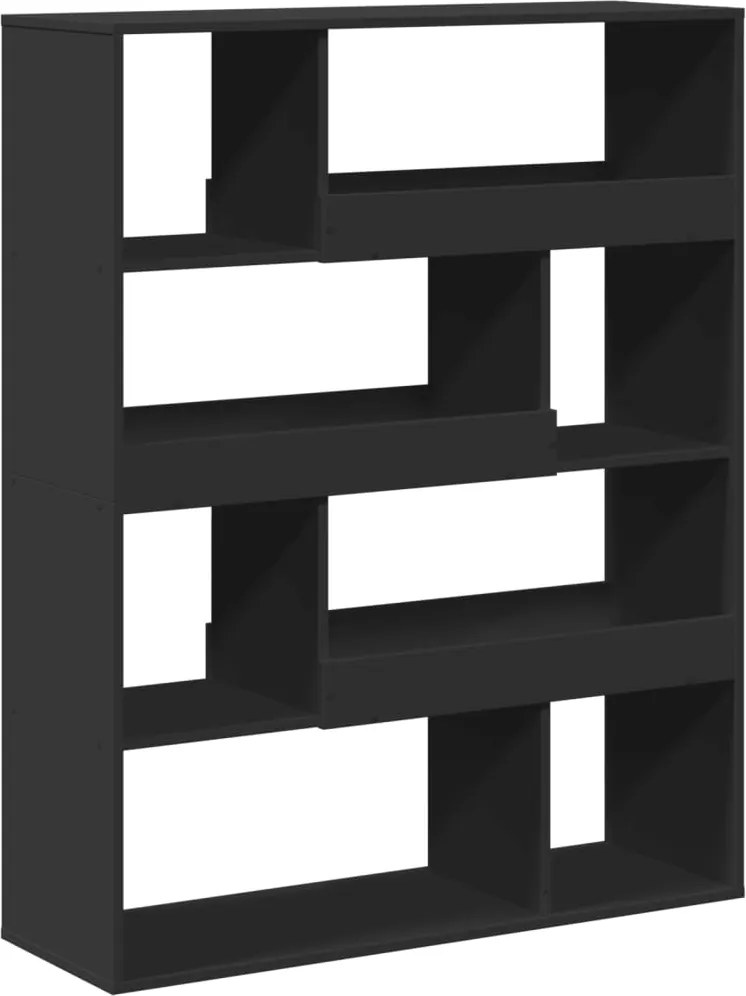 vidaXL fekete szerelt fa könyvespolc 100 x 33 x 125,5 cm