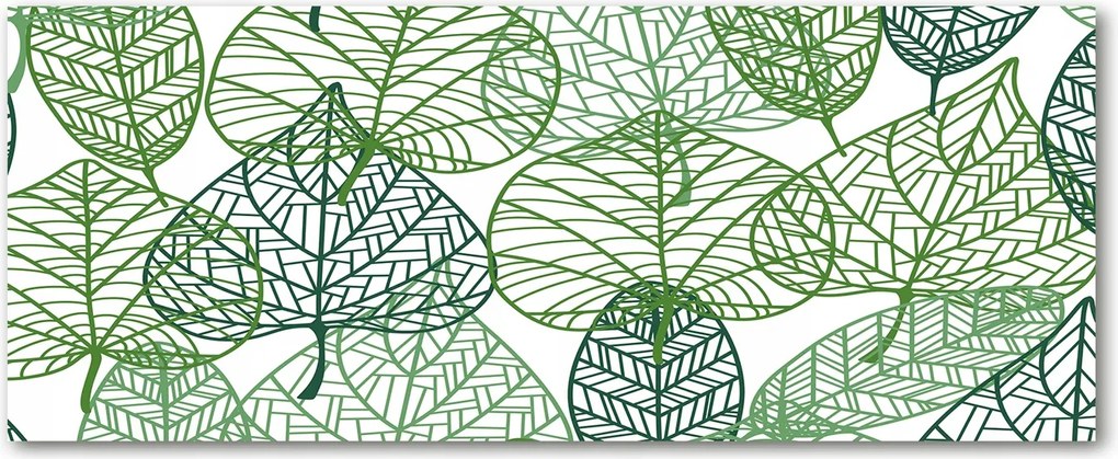 Edzett üveg panel Zöld levelek mintás XXL