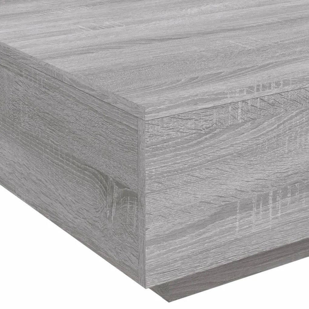 szürke sonoma színű dohányzóasztal LED-lámpákkal 80x80x31 cm
