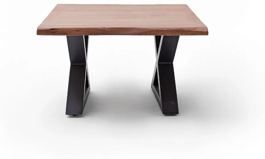 CARTAGENA dohányzó asztal akácfa 75x75cm - X alakú antracit szürke lábbal - Dió