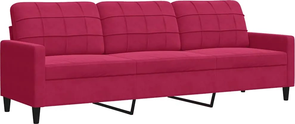 vidaXL 3 személyes bordó bársony kanapé 210 cm