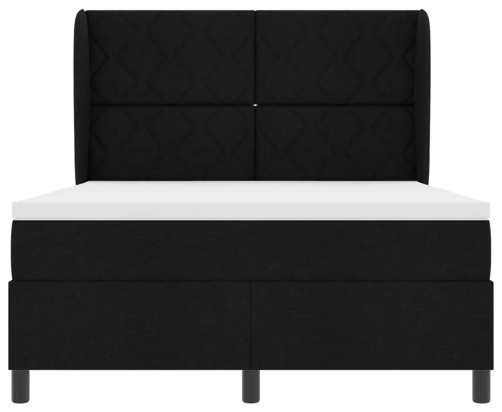 Boxspring Ágy Mattal Fekete színben, 160x200 cm Textil