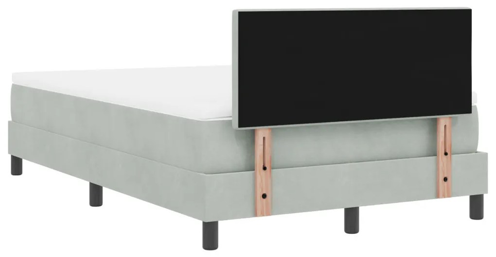Box Spring Ágy Matraccal és LED Világosszürke 120x190 cm Bársony
