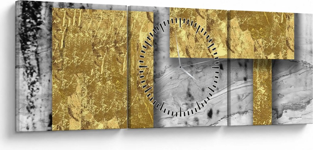 Kép - Arany négyzetek N⁰3 (órával) (90x30 cm)