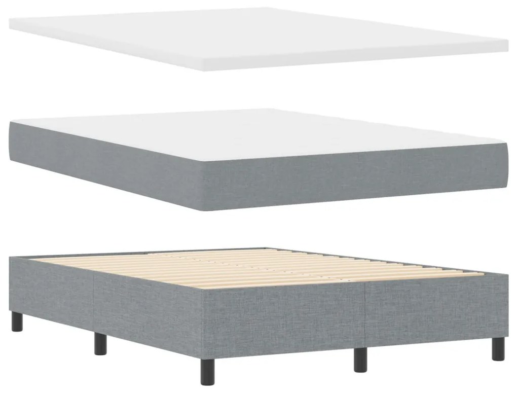 Box Spring Ágy matraccal és padtál szürke 140x200 cm szövet