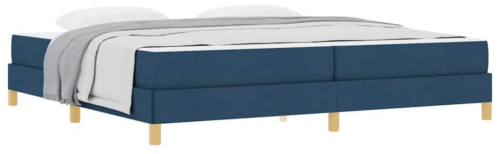 Boxrugós ágy Kék és Barna 200 x 200 cm Textil és mérnöki fa