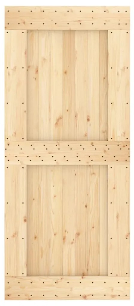tömör fenyőfa tolóajtó fémszerelékszettel 90 x 210 cm
