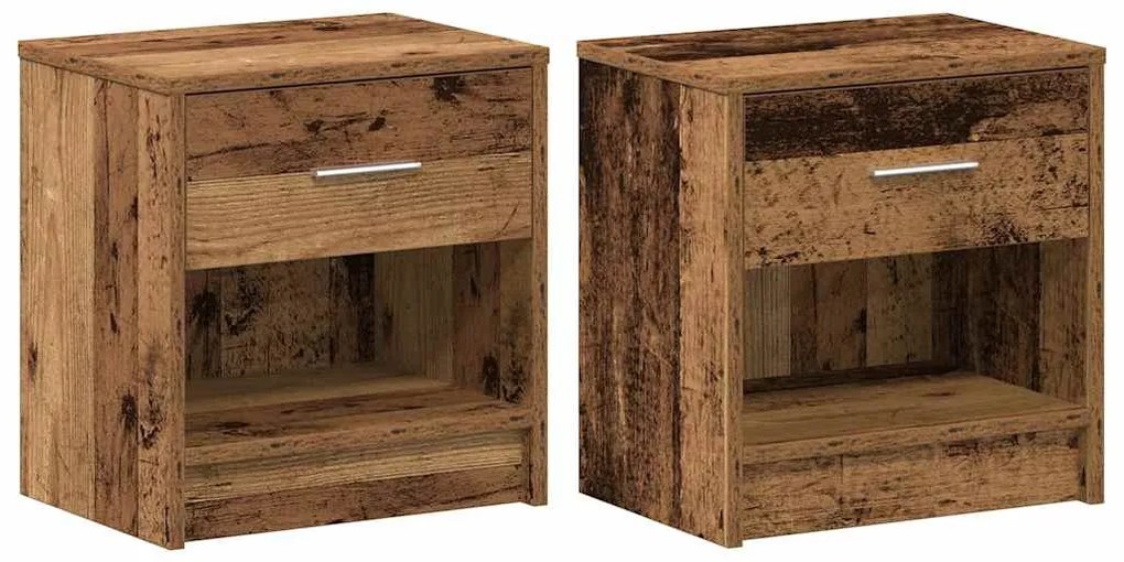 2 db antik fa színű éjjeliszekrény fiókkal 39x28x41 cm
