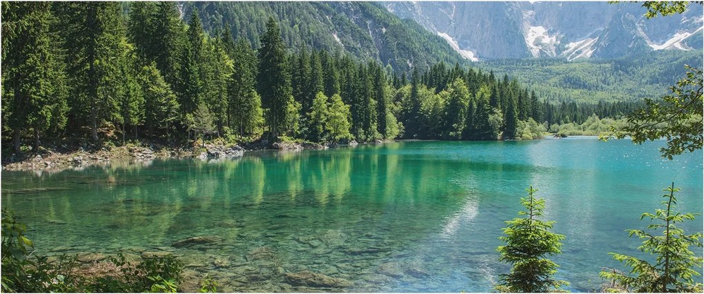 Fotótapéta Flizelin Dekoratív Hálószoba Zöld tó 250x104