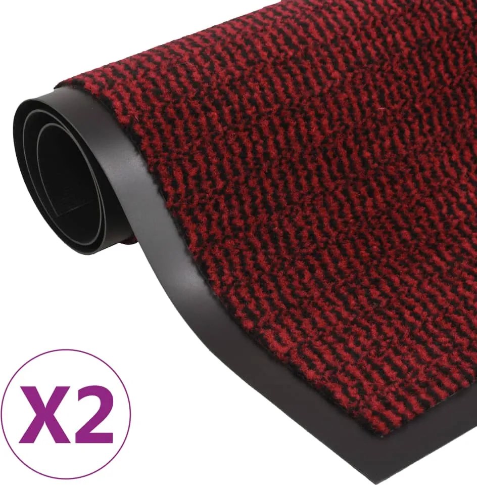vidaXL 2 db piros négyszögletes bolyhos szennyfogó szőnyeg 120x180 cm