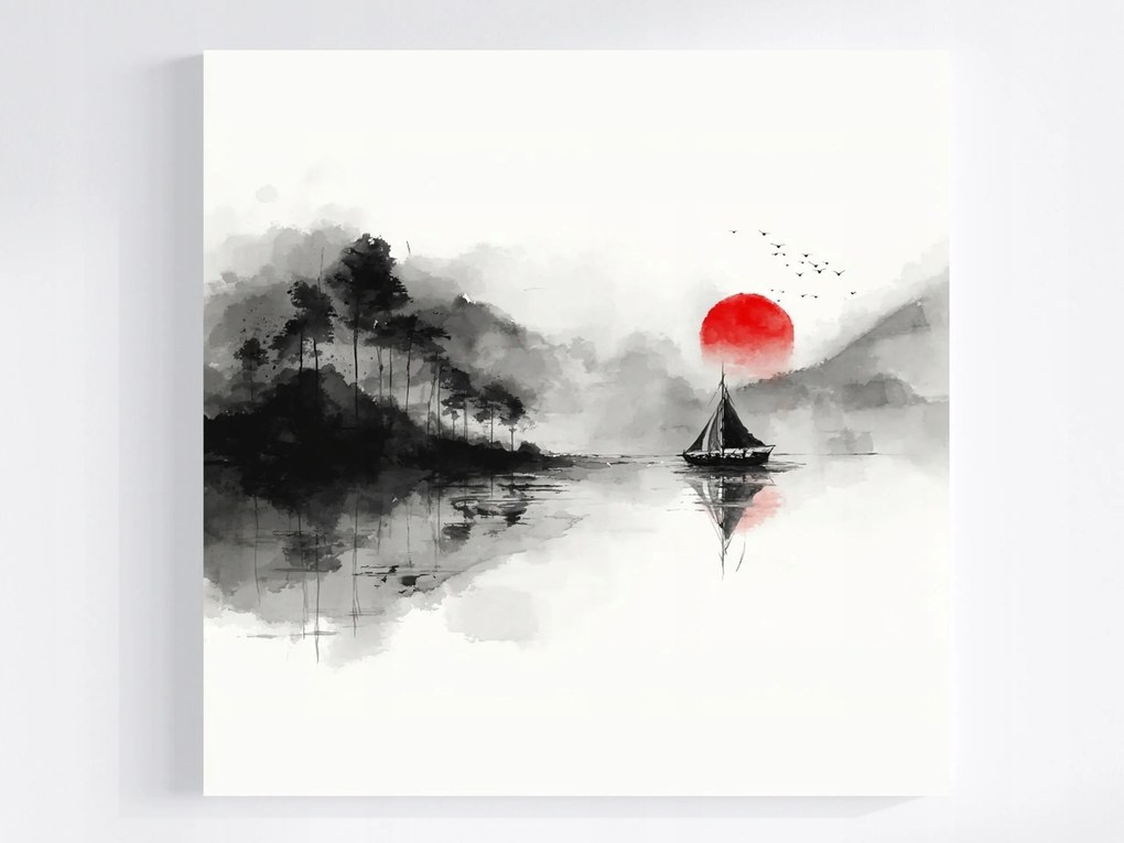 Vászonkép Canvas Keleti Táj Akvarell Japán Art 80x80