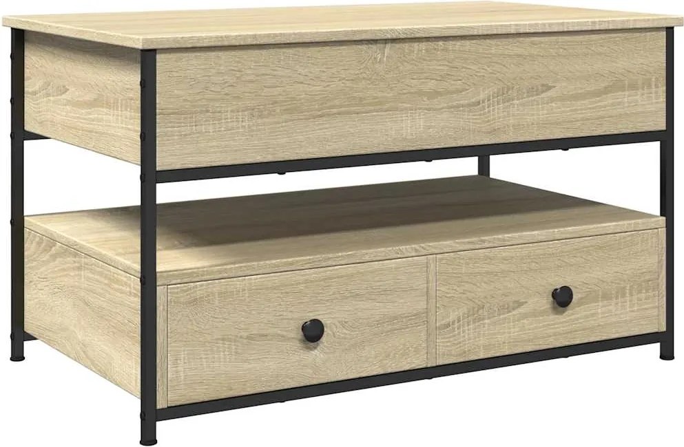 vidaXL sonoma tölgy szerelt fa és fém dohányzóasztal 85 x 50 x 50 cm