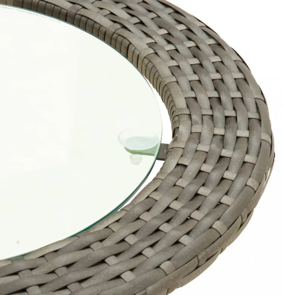 2 részes L-alakú szürke polyrattan kanapészett párnákkal