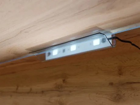 TV szekrény Dlana 180 MDF (fekete grafit + halcsont fekete) (fehér LED világítás). 1106209