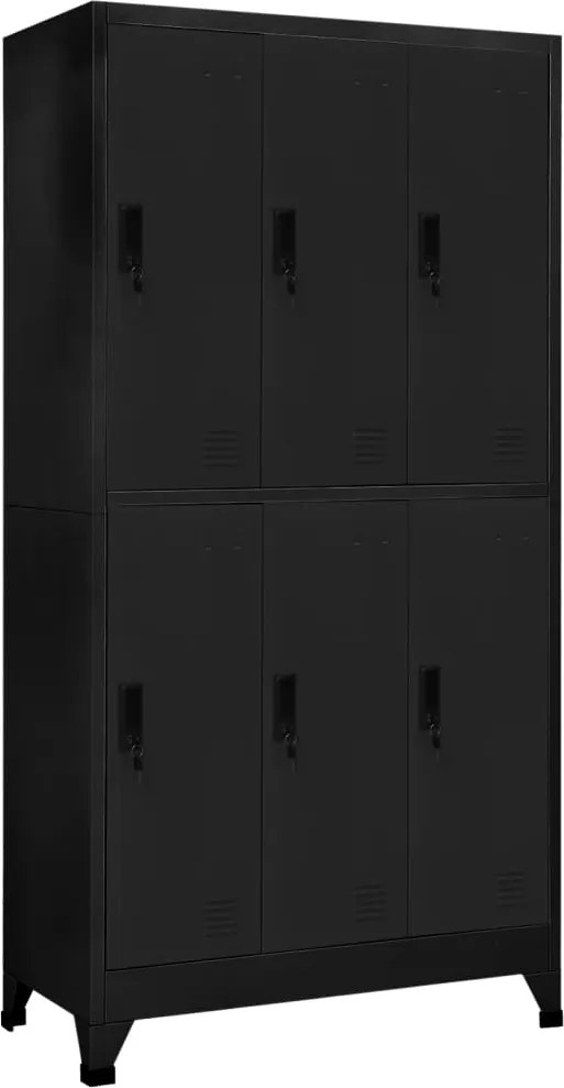 vidaXL fekete acél zárható szekrény 90 x 45 x 180 cm