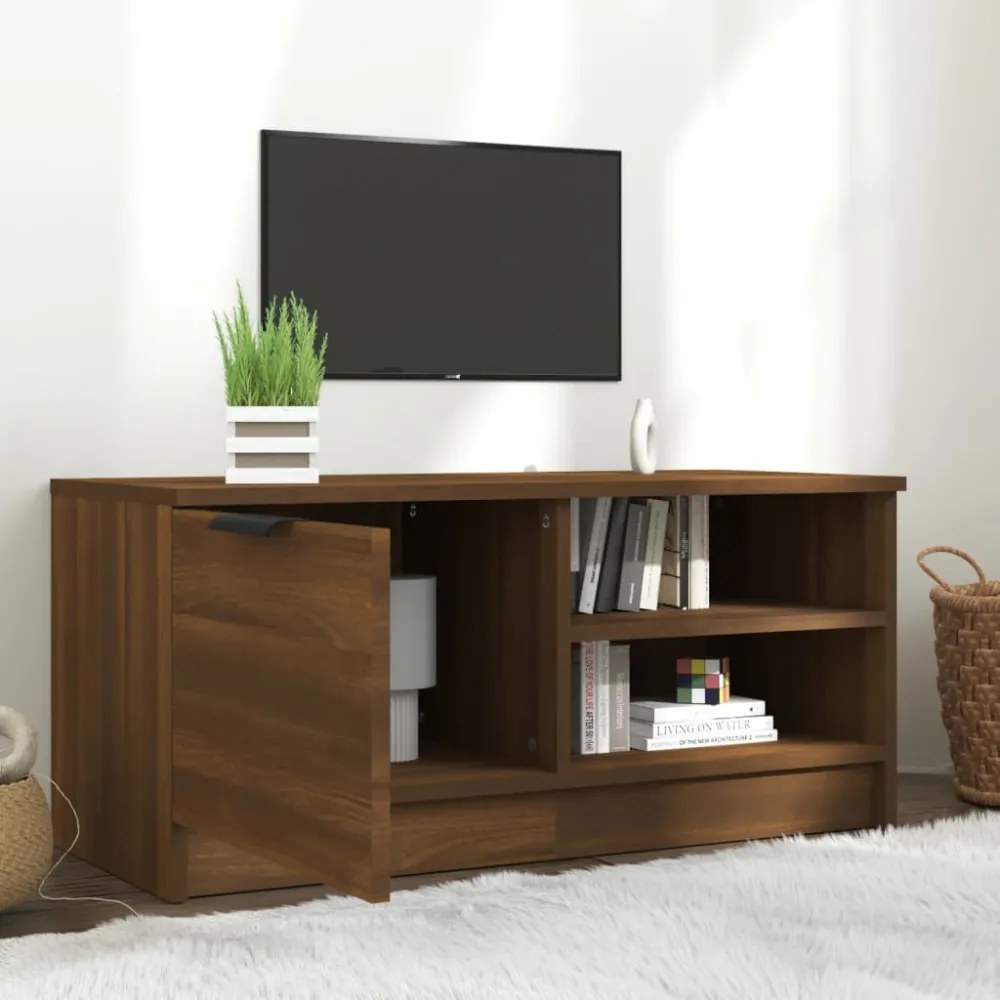 barna tölgy színű szerelt fa TV-szekrény 80 x 35 x 36,5 cm