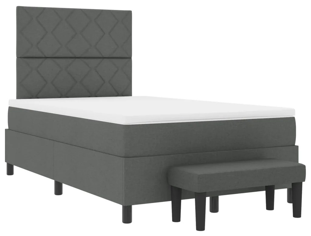 Box Spring ágy matraccal és paddal sötétszürke 120x200 cm
