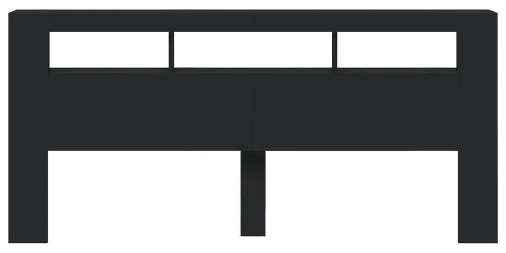 fekete szerelt fa LED-es fejtámla 220x18,5x103,5 cm