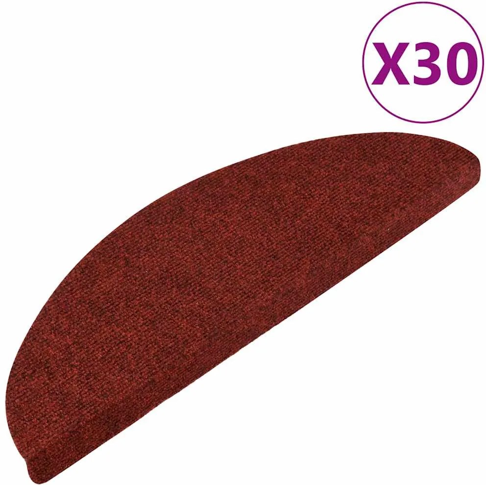vidaXL 30 db piros öntapadó lépcsőszőnyeg 56 x 17 x 3 cm