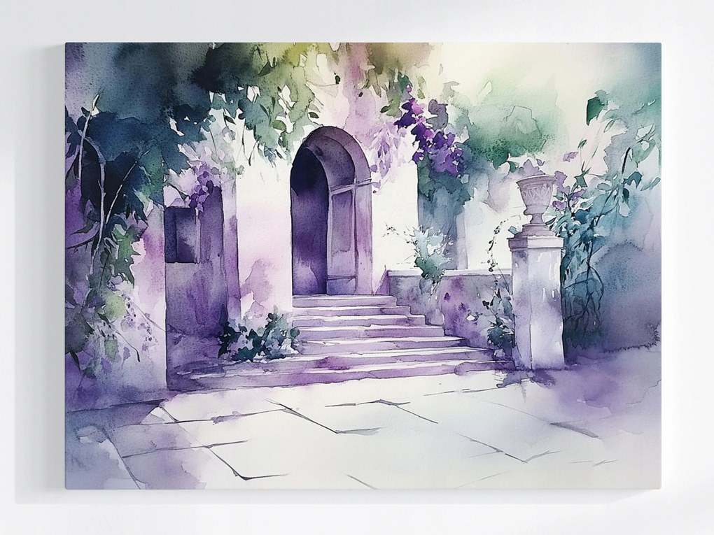 Vászonkép Canvas Építészet Udvar Ház Bejárat Lépcső 100x75