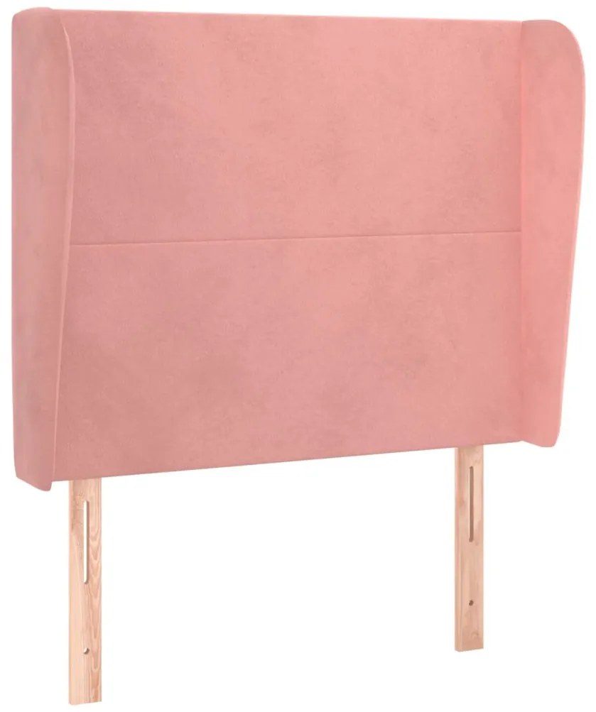 rózsaszín bársony fejtámla szárnyakkal 83 x 23 x 118/128 cm