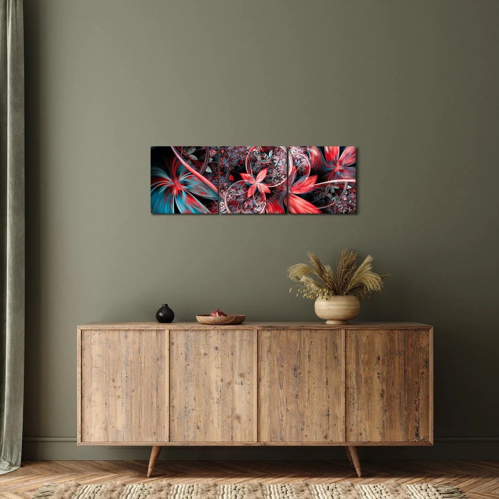 Absztrakt képek egzotikus virágok (órával) (90x30 cm)