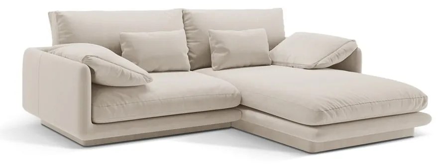Fehér bársony sarokkanapé (jobb oldali-heverő résszel) Torino – Micadoni