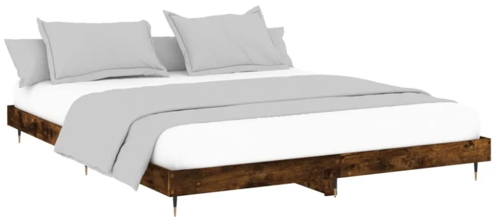 füstös tölgy színű szerelt fa ágykeret matrac nélkül 200x200 cm