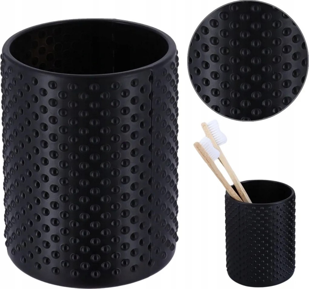 Fürdőszobai Üvegpohár 330 ML Fogkrém Fekete Elegáns