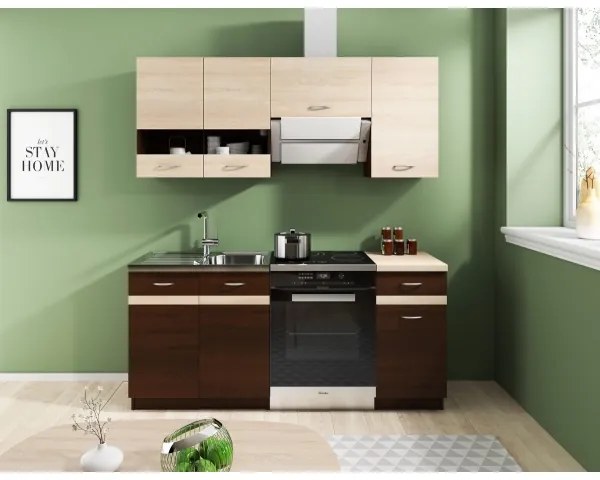 Konyhablokk VALERIA 180 cm sonoma tölgy/barna