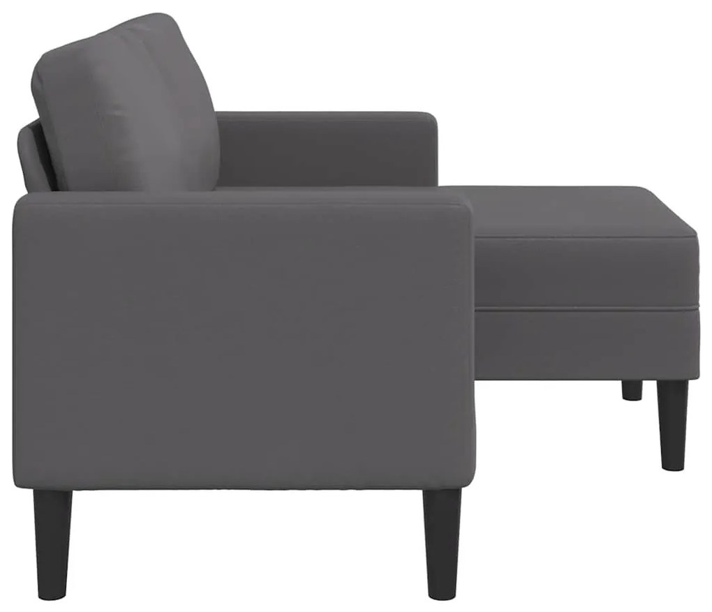 szürke műbőr 2 üléses kanapé L-alakú kanapéval 125 cm