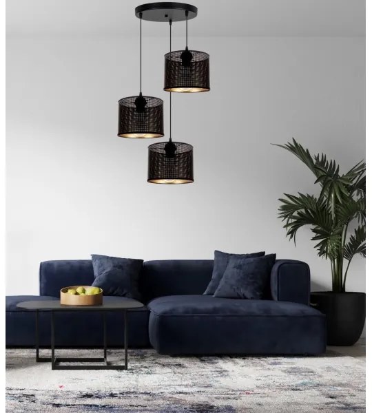 Csillár zsinóron ALDO 3xE27/60W/230V á. 45 cm fekete