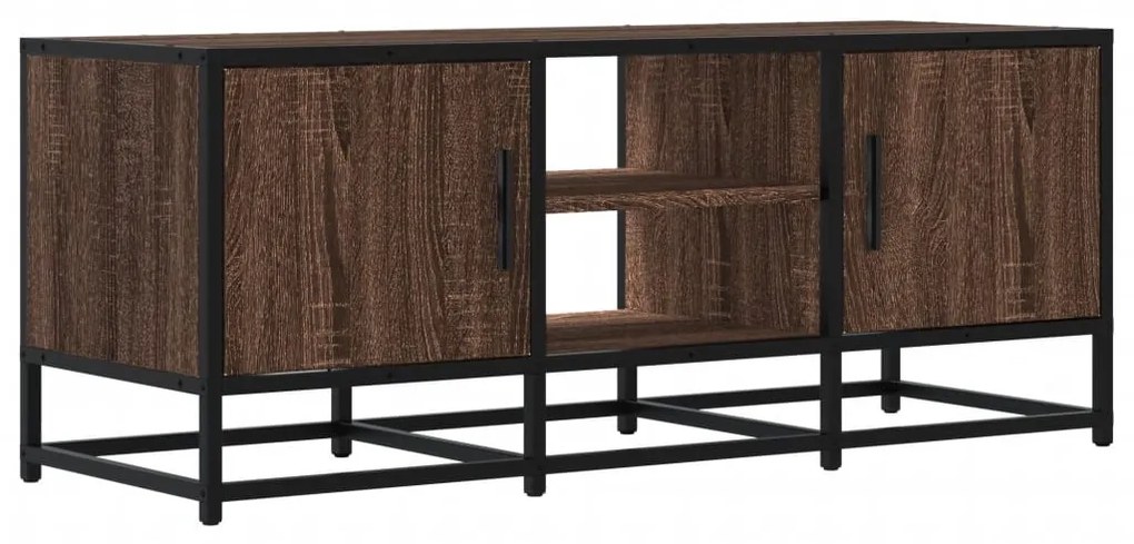 barna tölgy színű szerelt fa és fém TV-szekrény 100x35x41 cm