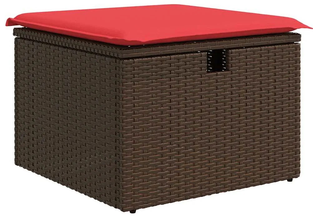 8 db barna polyrattan kerti kanapégarnitúra párnákkal