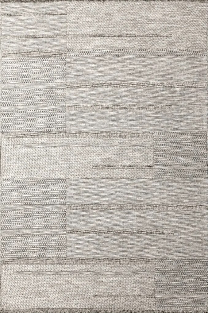 Kültéri Zsinóros Szőnyeg Teraszra Szürke Bézs Rojtokkal Oria 120x170 cm
