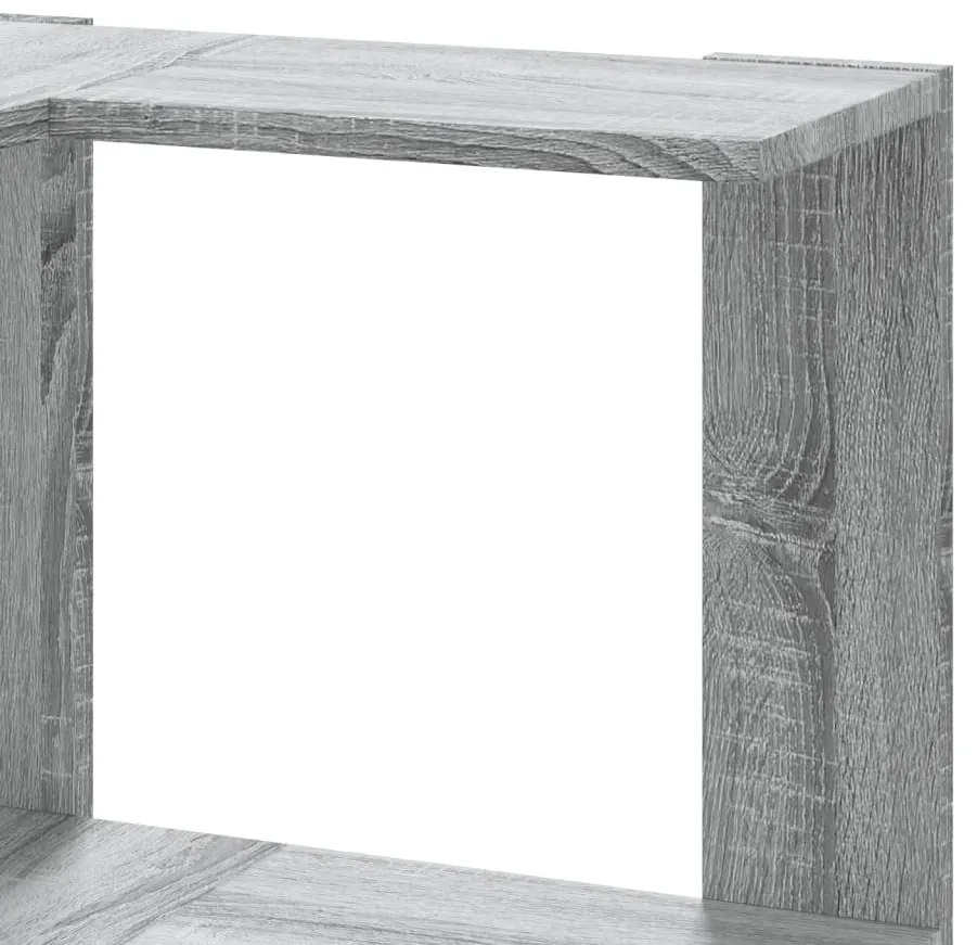 3 szintes szürke szerelt fa sarok könyvespolc 50 x 50 x 102 cm